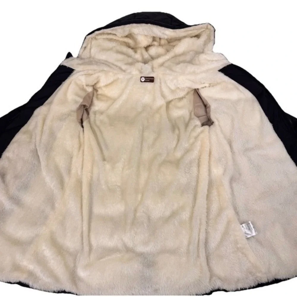 Mackenzie Reed Puffer Jacket Girls SZ 8Y Black Faux Fur Lined Hooded Winter Coat - Picture 4 of 10